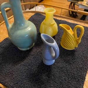 Colorful Ceramic Mini Pitcher Collection - Yellow & Aqua